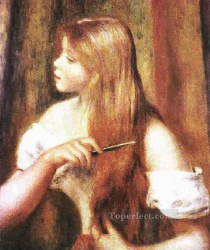 Pierre Auguste Renoir Painting - Niña peinándose Pierre Auguste Renoir